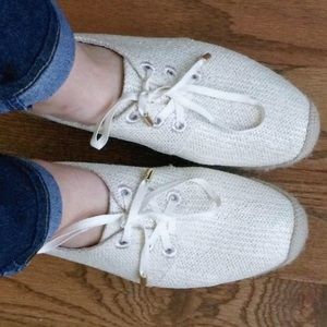 Joie womens ivory Lace up espadrille inspired woven textile sneakers 38 …
